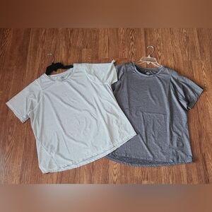 Athletic Works Bundle Grey & White Striped & Charcoal Shirts